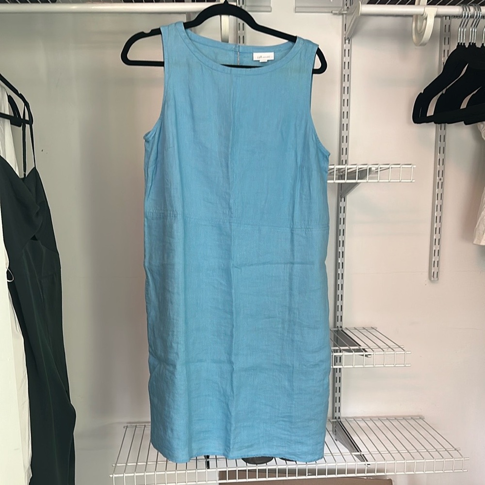 J. Jill Light Blue Sleeveless Linen Dress